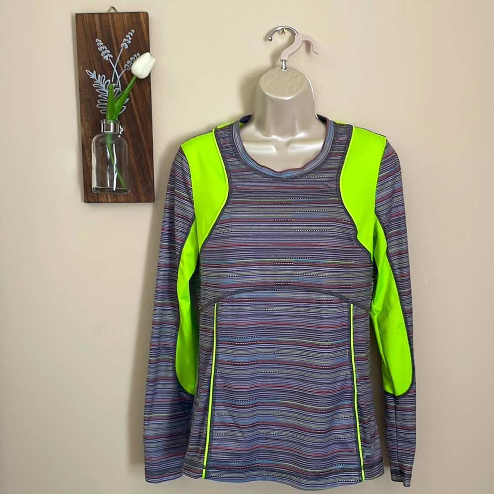 Fila Long Sleeve Grey and Green M Running Shirt